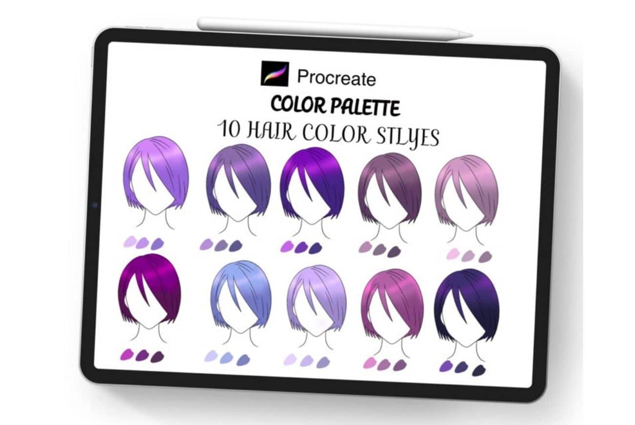 Procreate Purple Hair Tones Color Palette