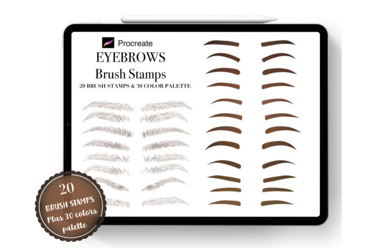20 Procreate Eyebrows Stamp Brushes
