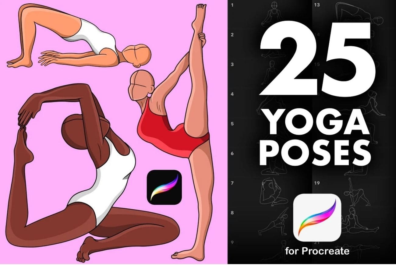 Procreate Yoga Poses Stamp Brushes