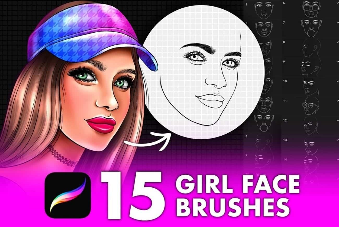 15 Procreate Face Portrait Brushes
