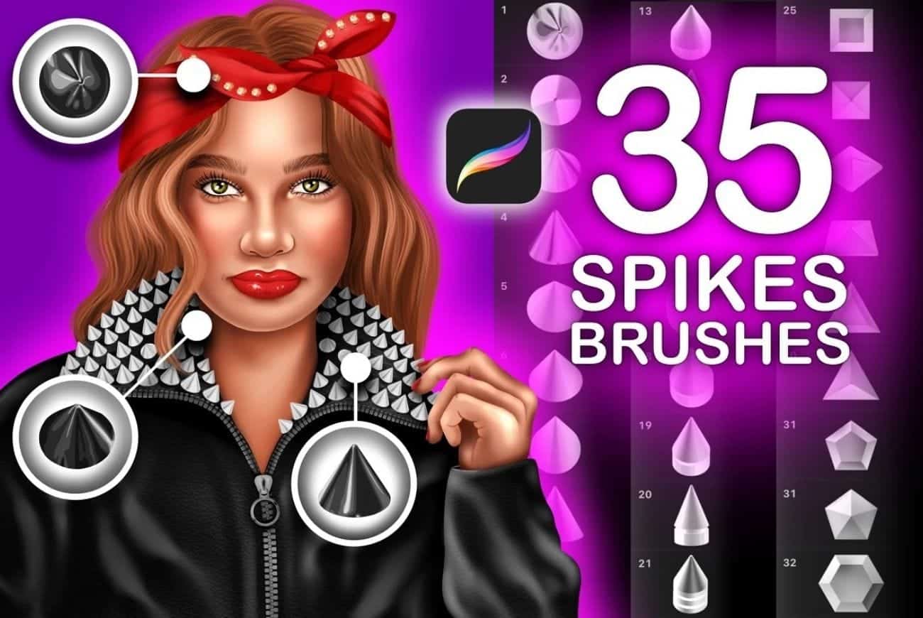 35 Procreate Spikes Brushes