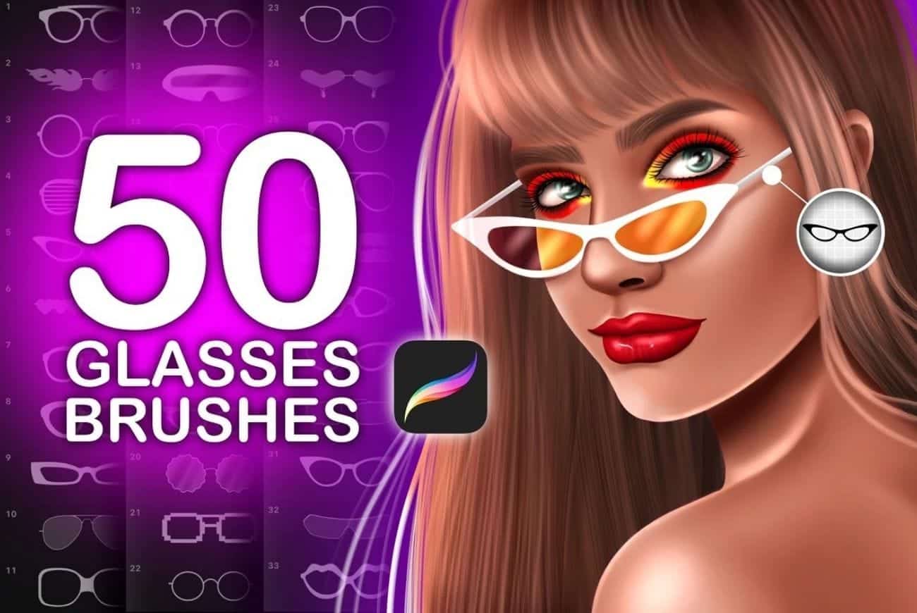 50 Procreate Glasses Stamps