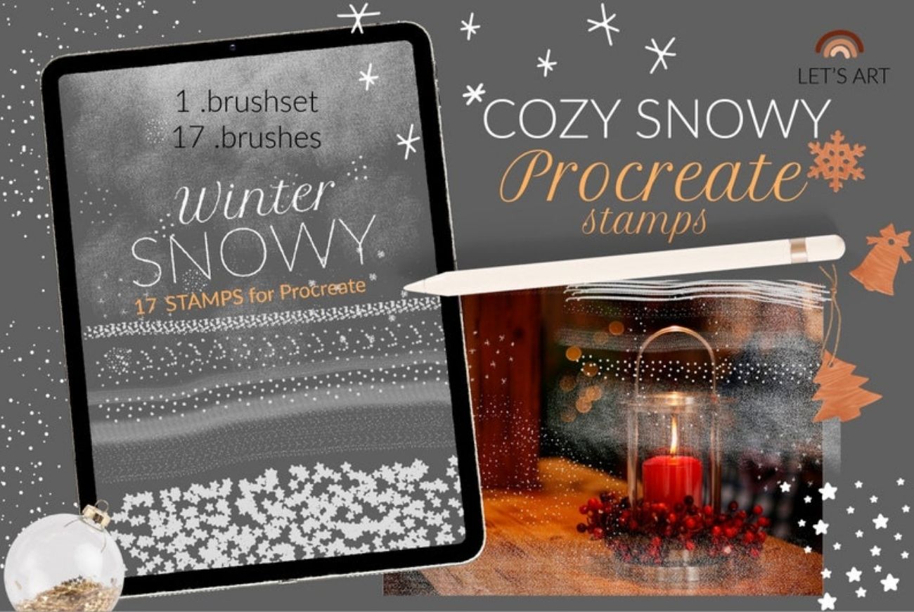 Snowfall Procreate Brushes New Year Stamps