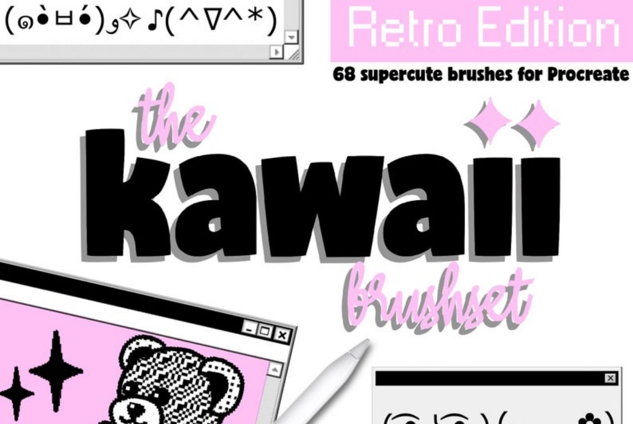 The Kawaii Brushset Retro Edition  Procreate