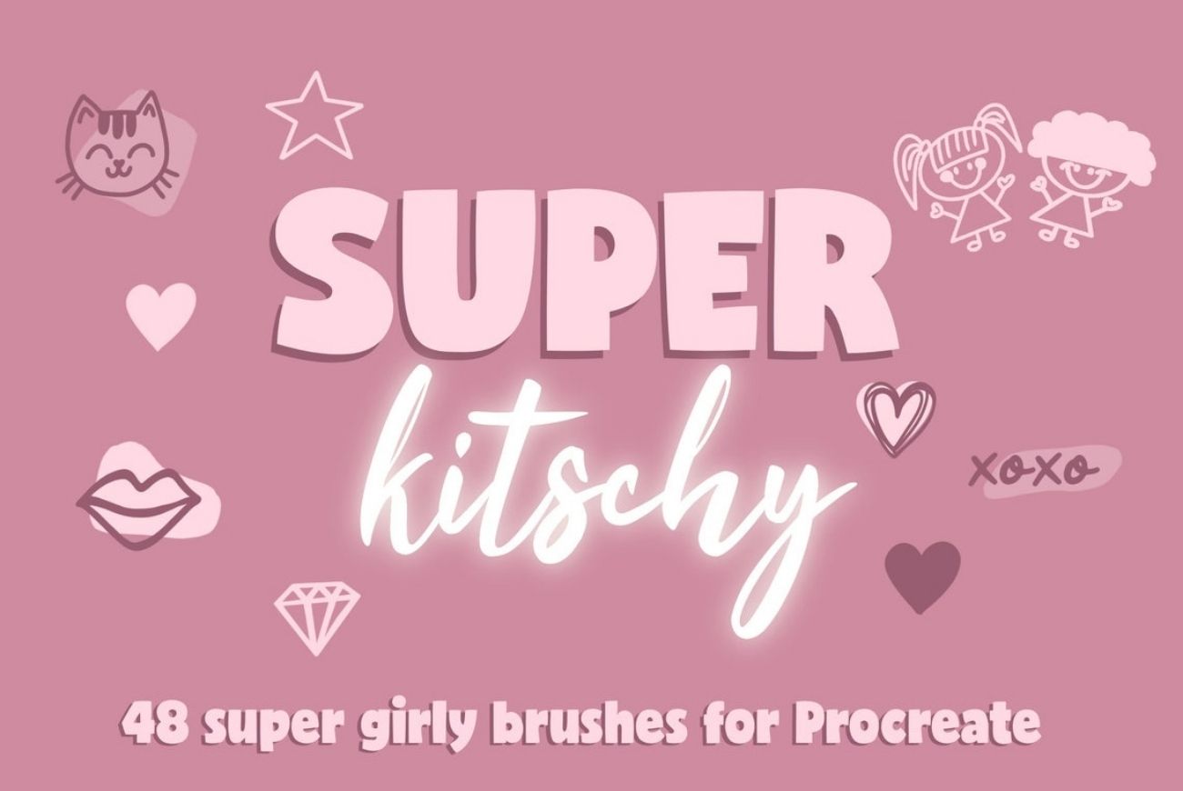SUPER KITSCHY – 48 Girly Brushe Procreate