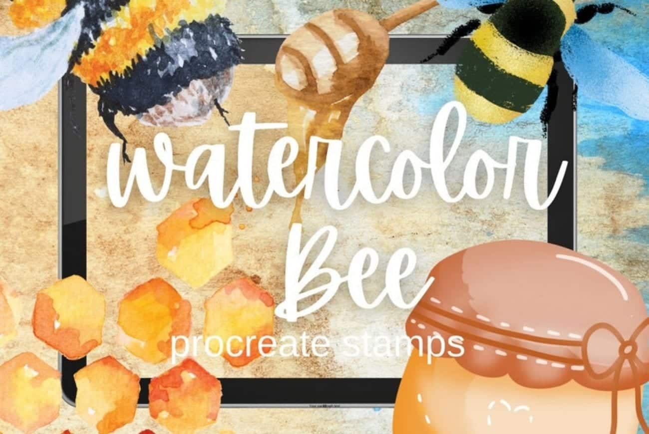 Watercolor Bee Procreate Stamp Brushes