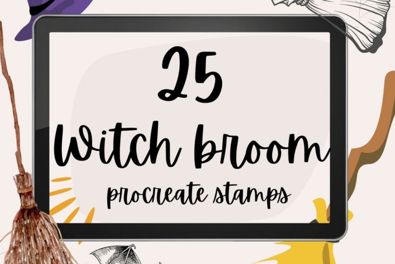 25 Wizard’s Broom Procreate Stamps