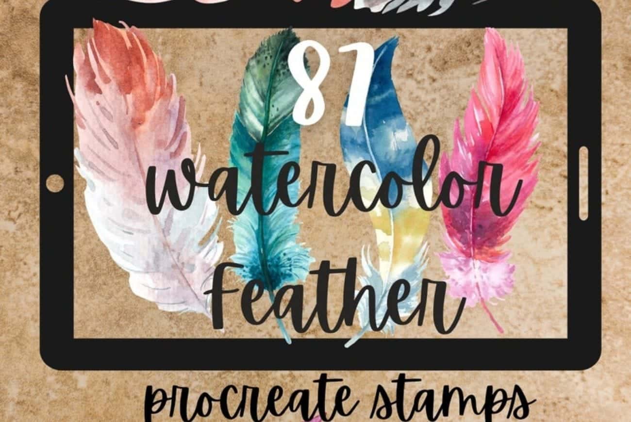 87 Watercolor Feather Procreate Stamp Brushes