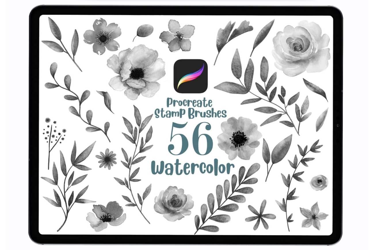 Procreate Watercolor Floral Stamp Brushes