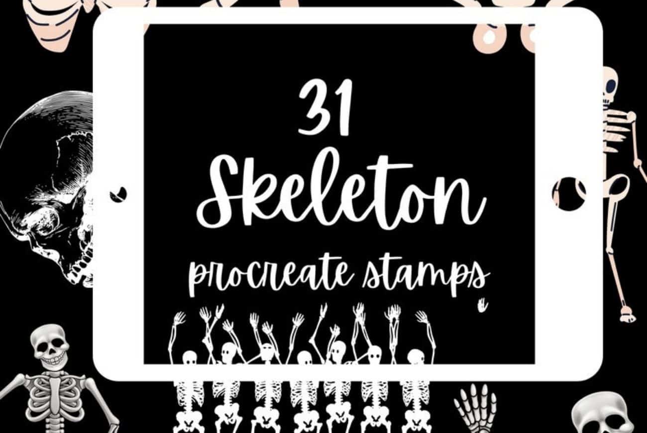 31 Skeleton Procreate Stamps