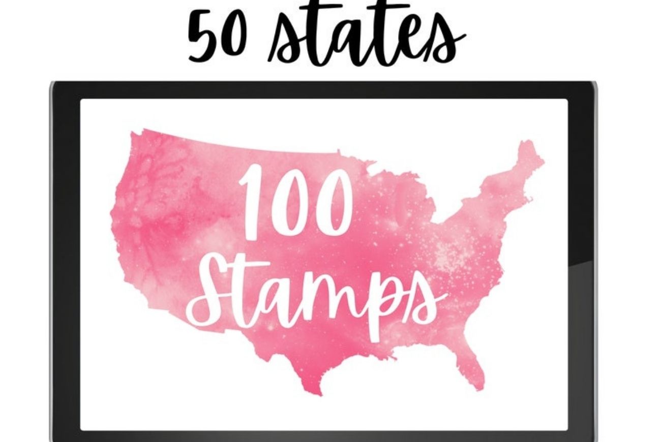 50 States of America-100 Stamps for Procreate