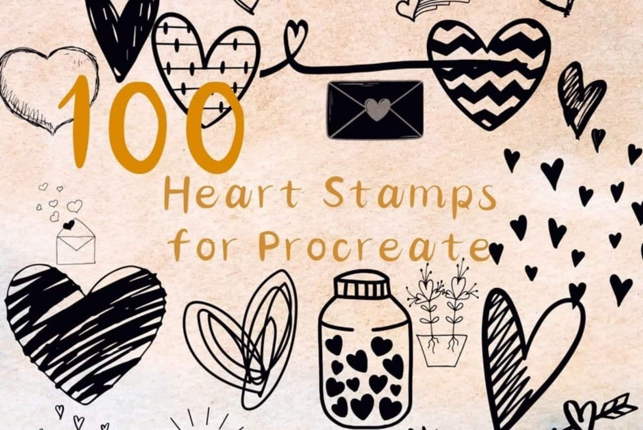 100 Heart Stamps