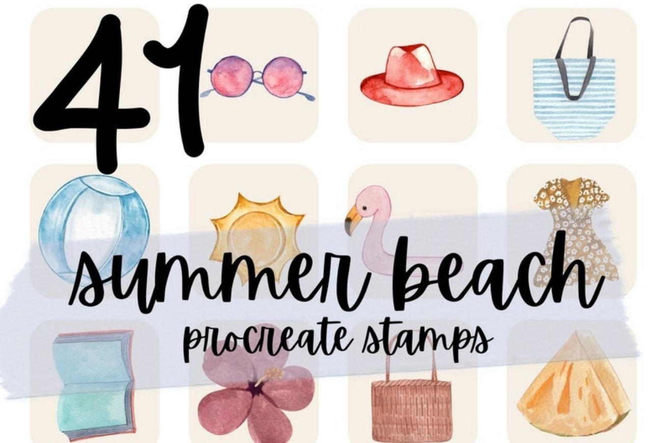 41 Summer Beach Procreate Stamps