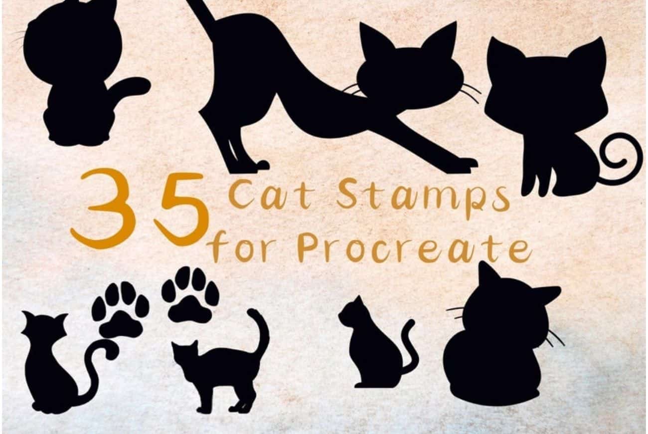 35 Cat Silhouette Stamp Brushes for Procreate