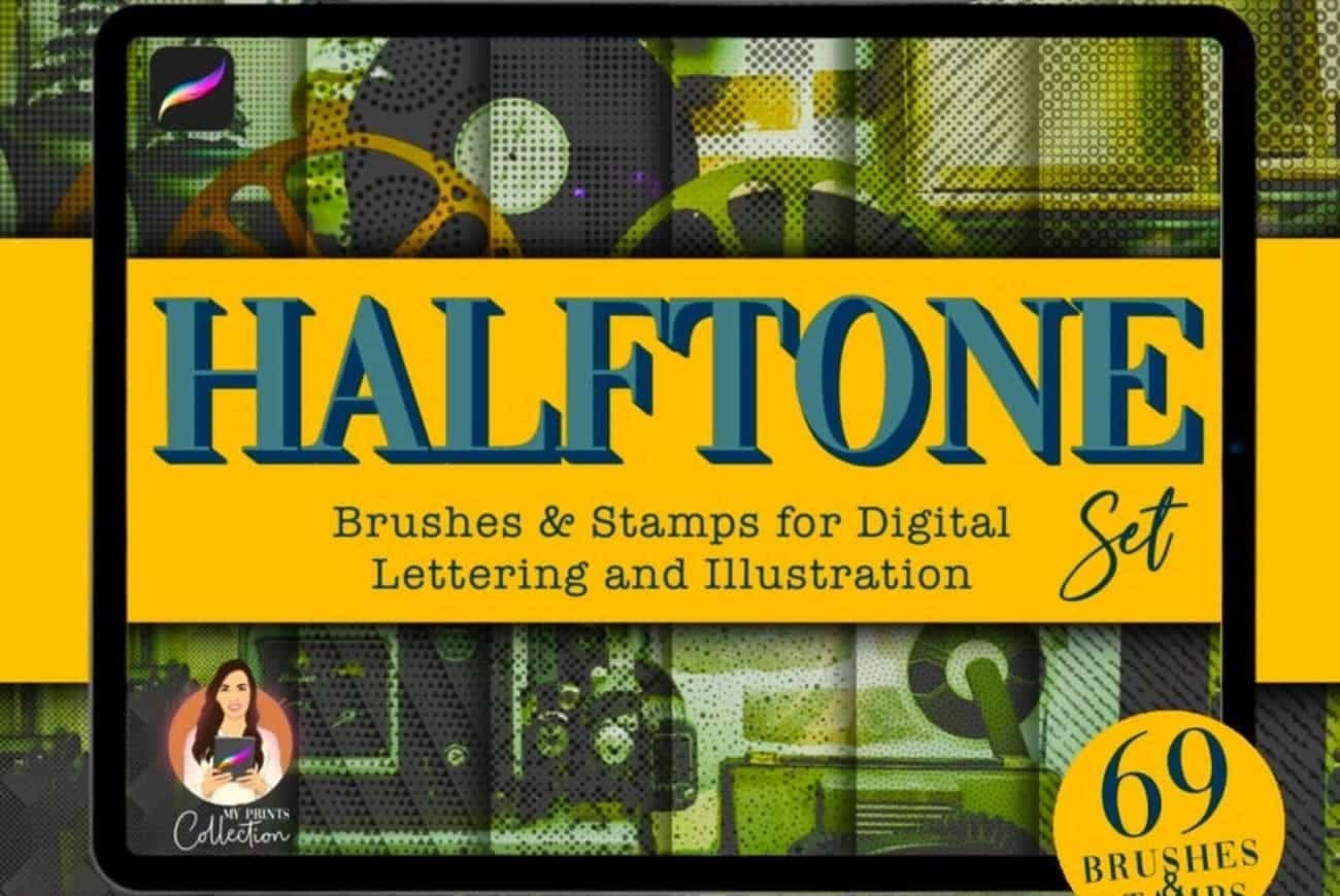 Halftone Procreate Set  69 Brushes & Stamps