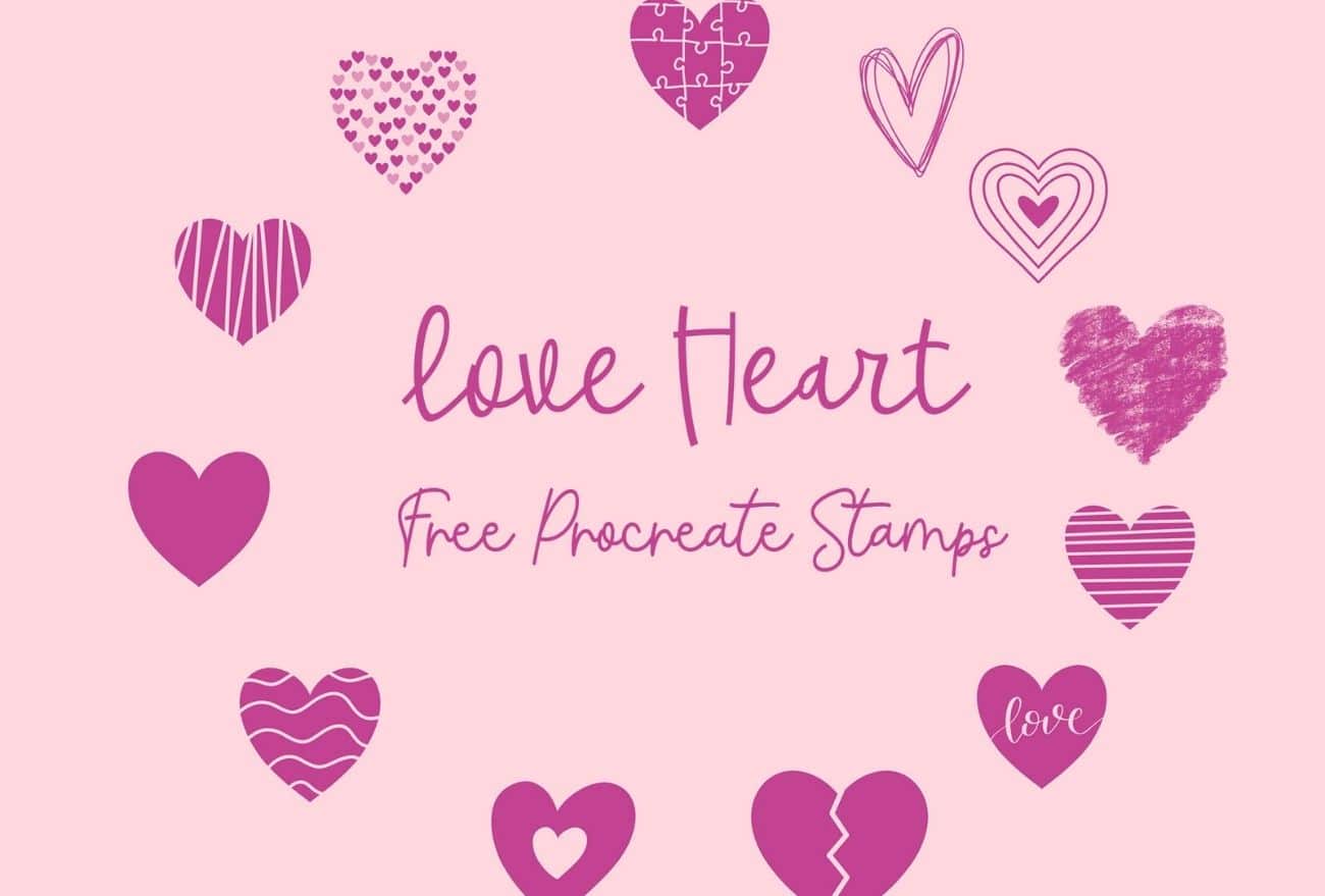 Free Doodle Love Heart Procreate Stamps