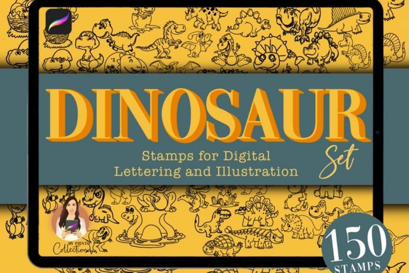 Dinosaur Procreate Brush Set | 150 Stamps