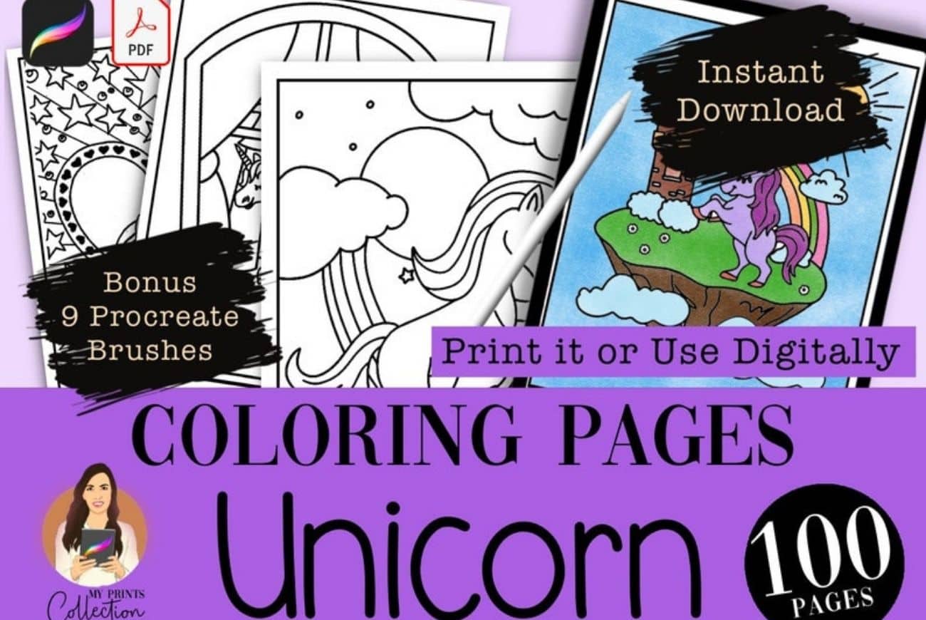 Unicorn Coloring Book | 100 Pages