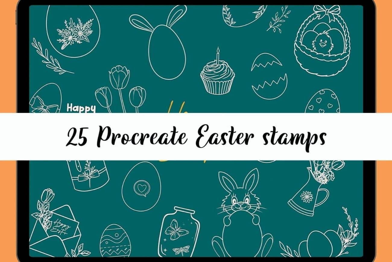 25 Easter Procreate Stamp Brush Set