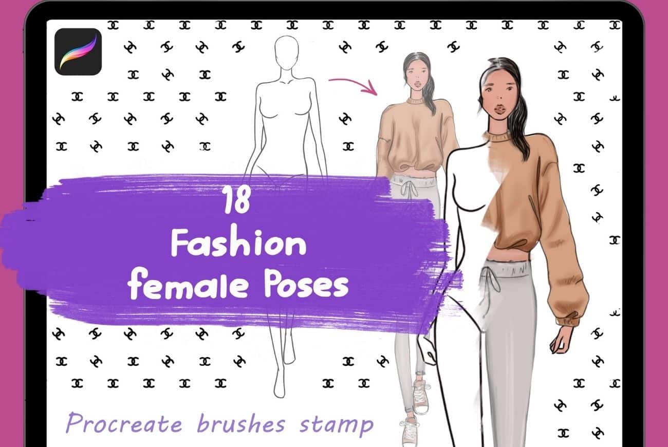 18 Procreate Female Body Stamps