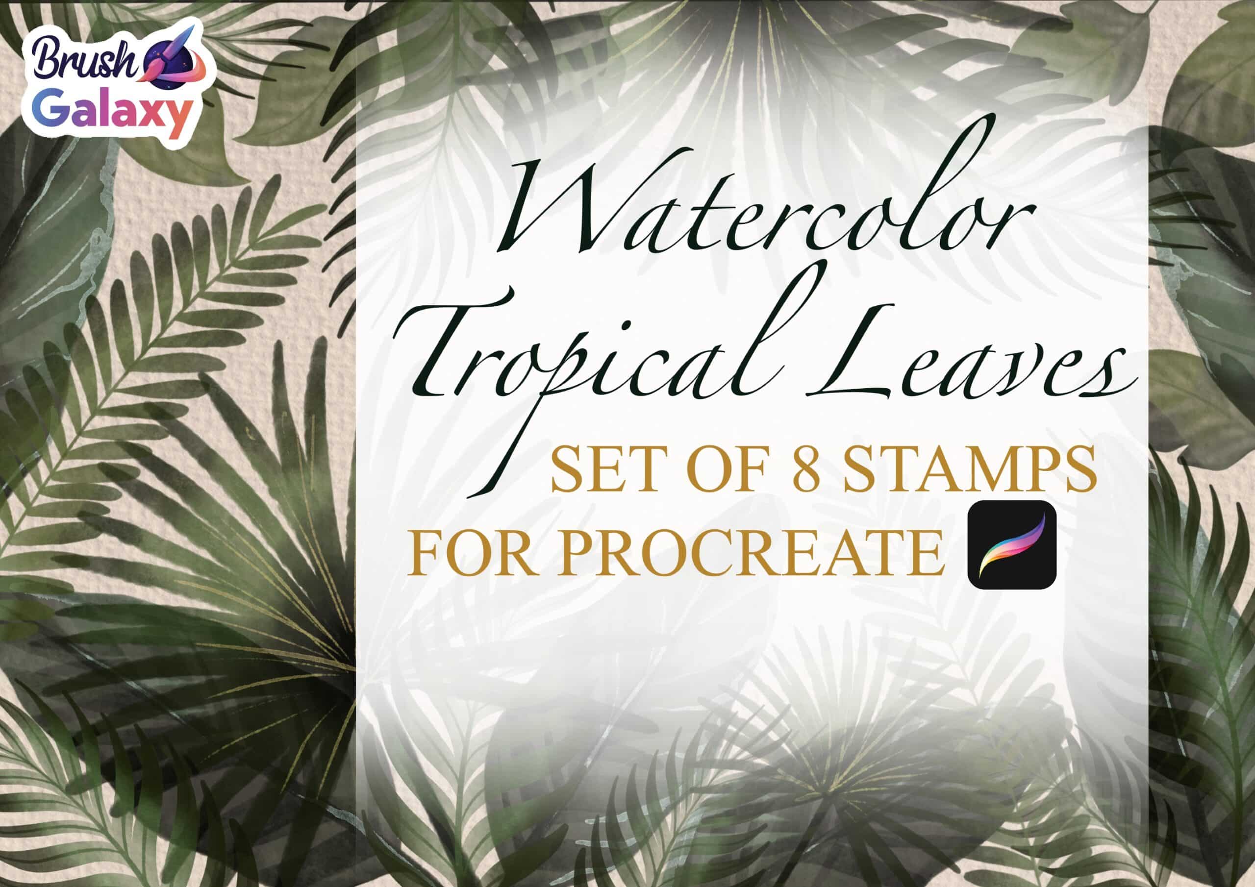 Watercolor Tropical Leaves Brush Pack