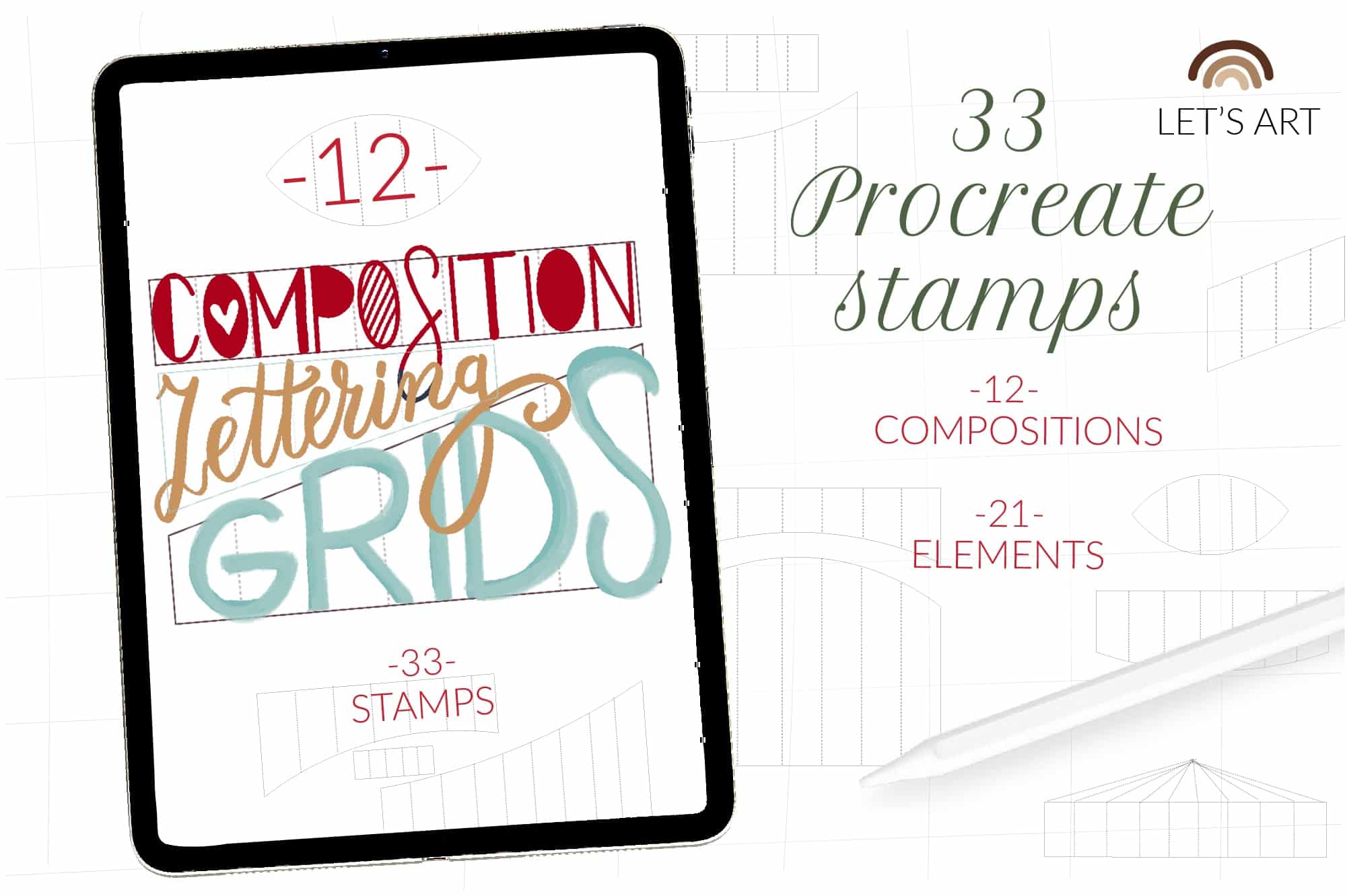 Procreate Lettering Grid Stamps