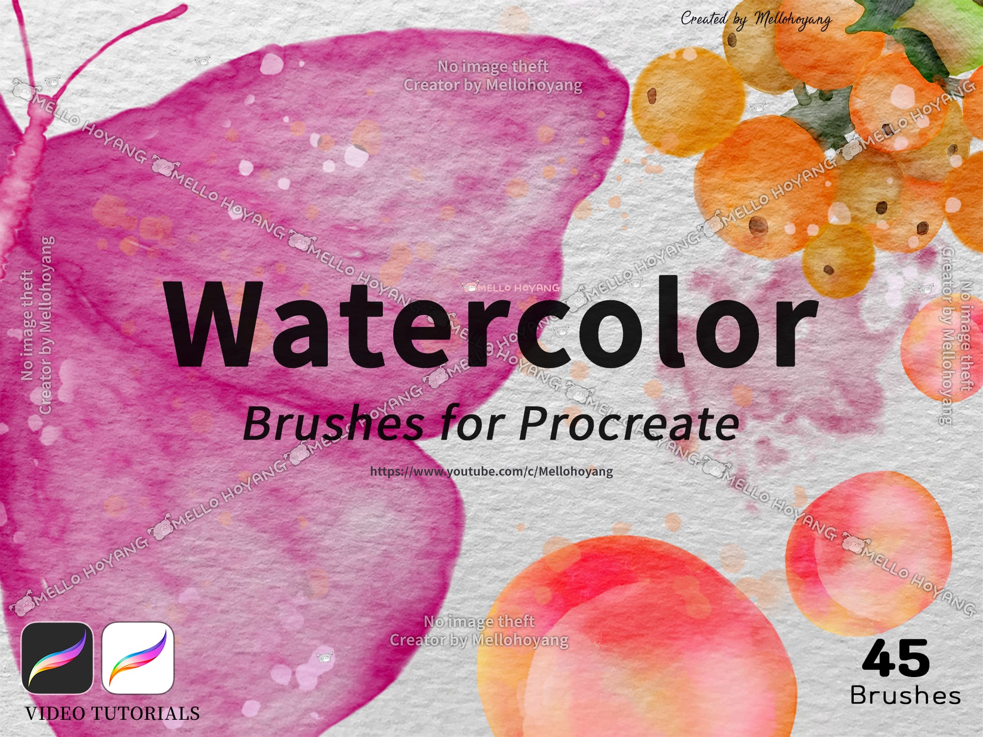 45 Watercolor Brushes Kit: Procreate