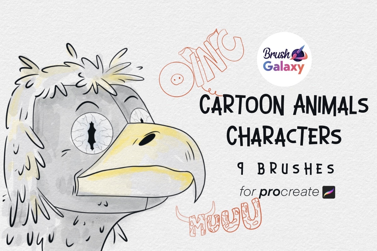 Cartoon Animals Characters Brush Set
