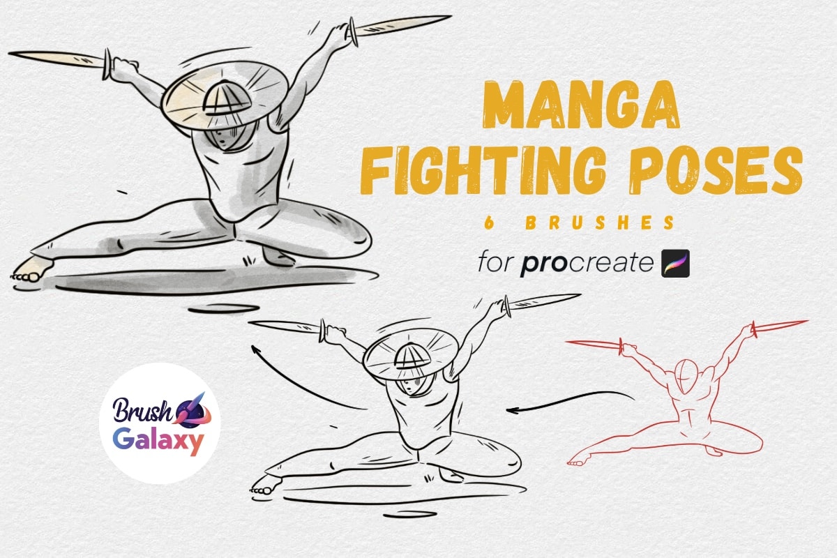 Manga Fighting Poses Stamp Set
