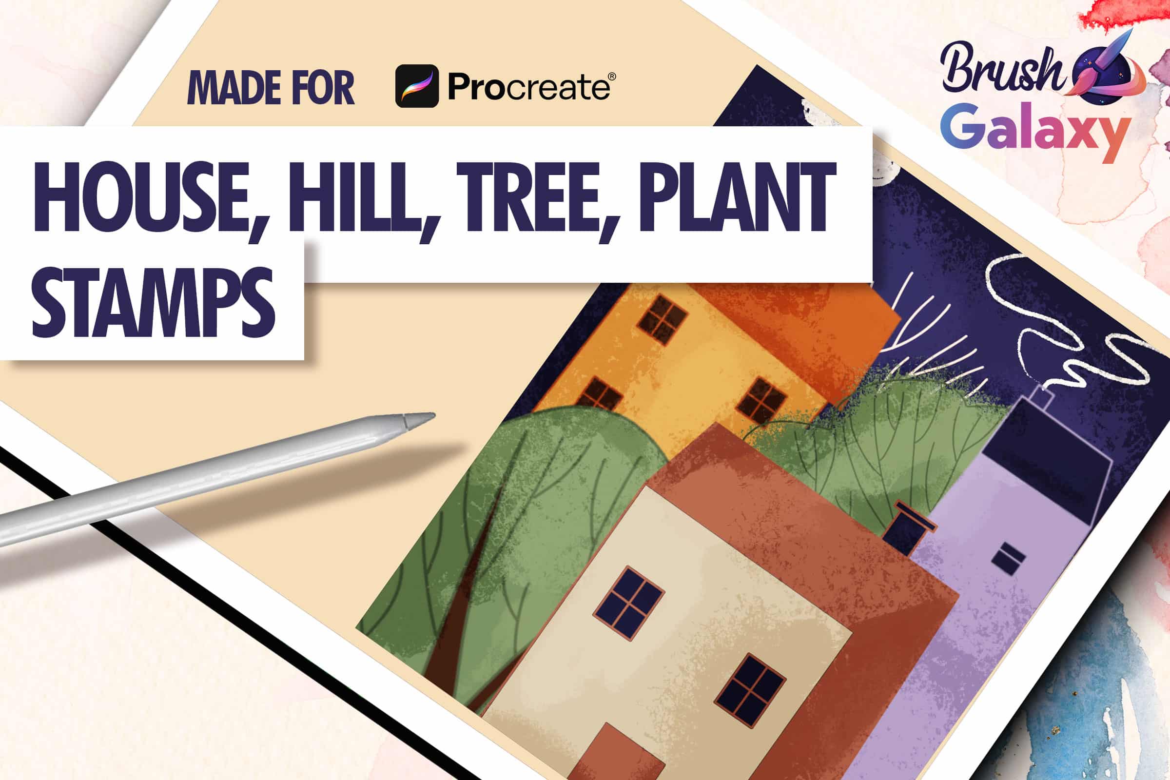 Building, Hill, Tree, Plant Stamp Set Vol 2