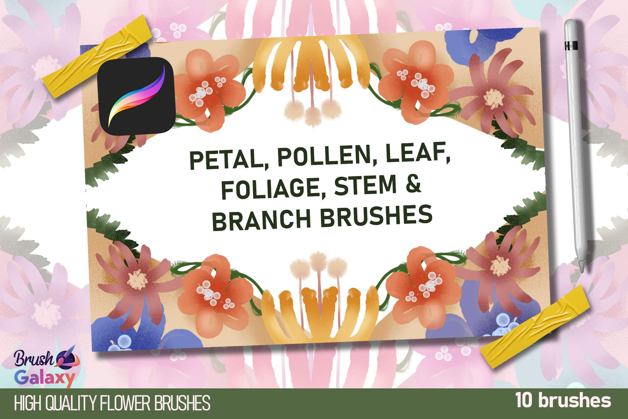 Petal, Pollen, Leaf, Foliage, Stem & Branch Brush Set Vol 3