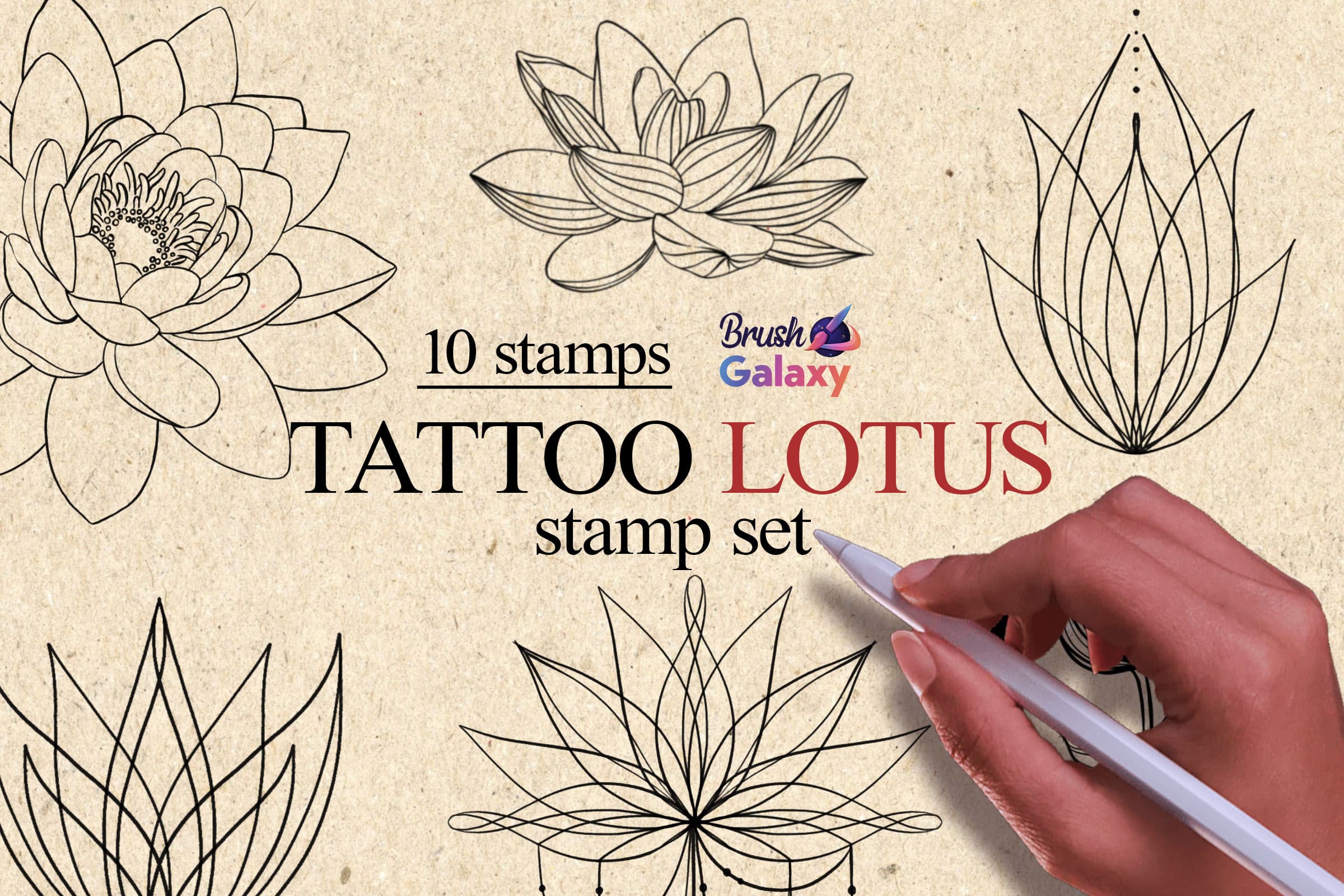 Tattoo Lotus Stamp Set