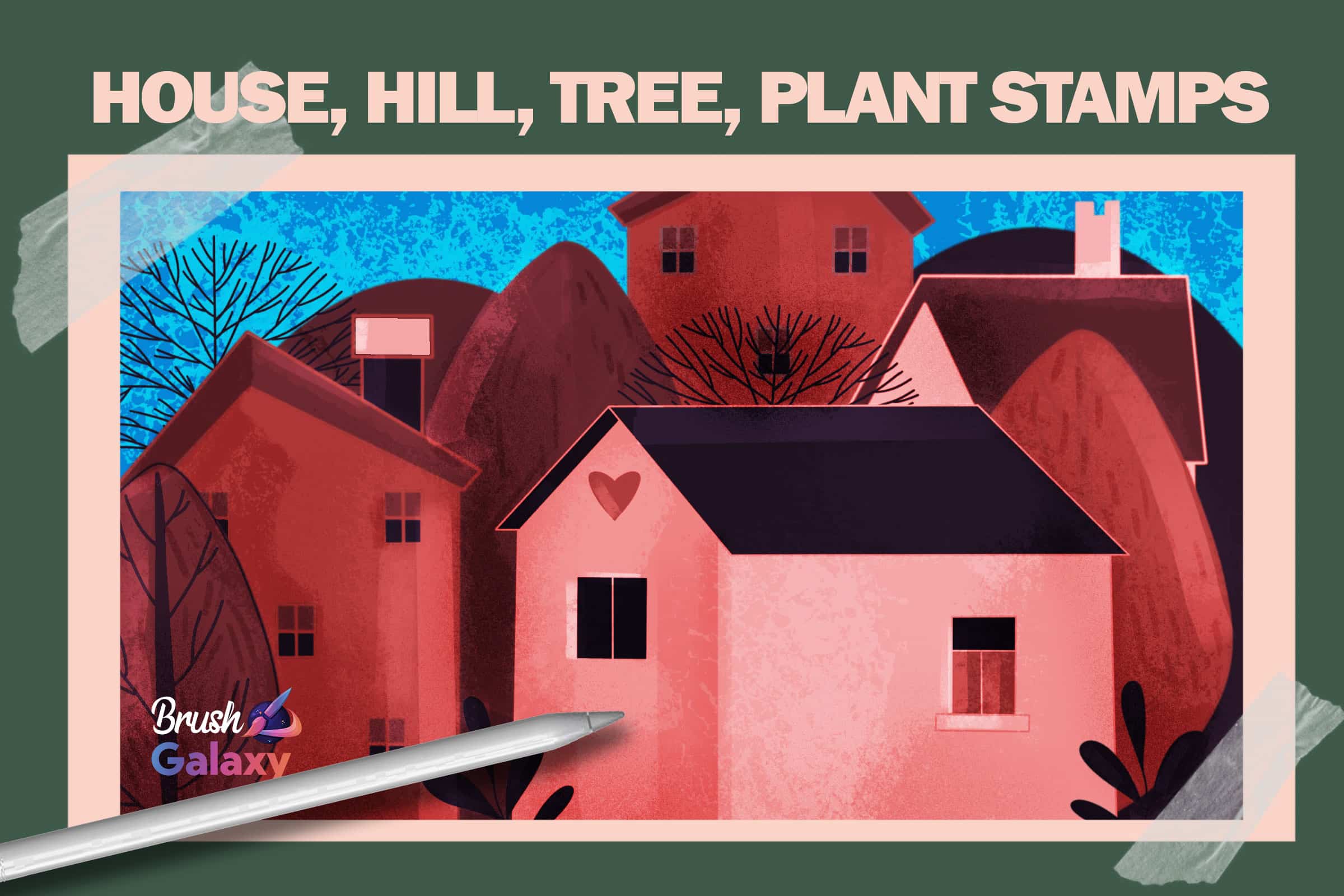 Building, Hill, Tree, Plant Stamp Set Vol 3