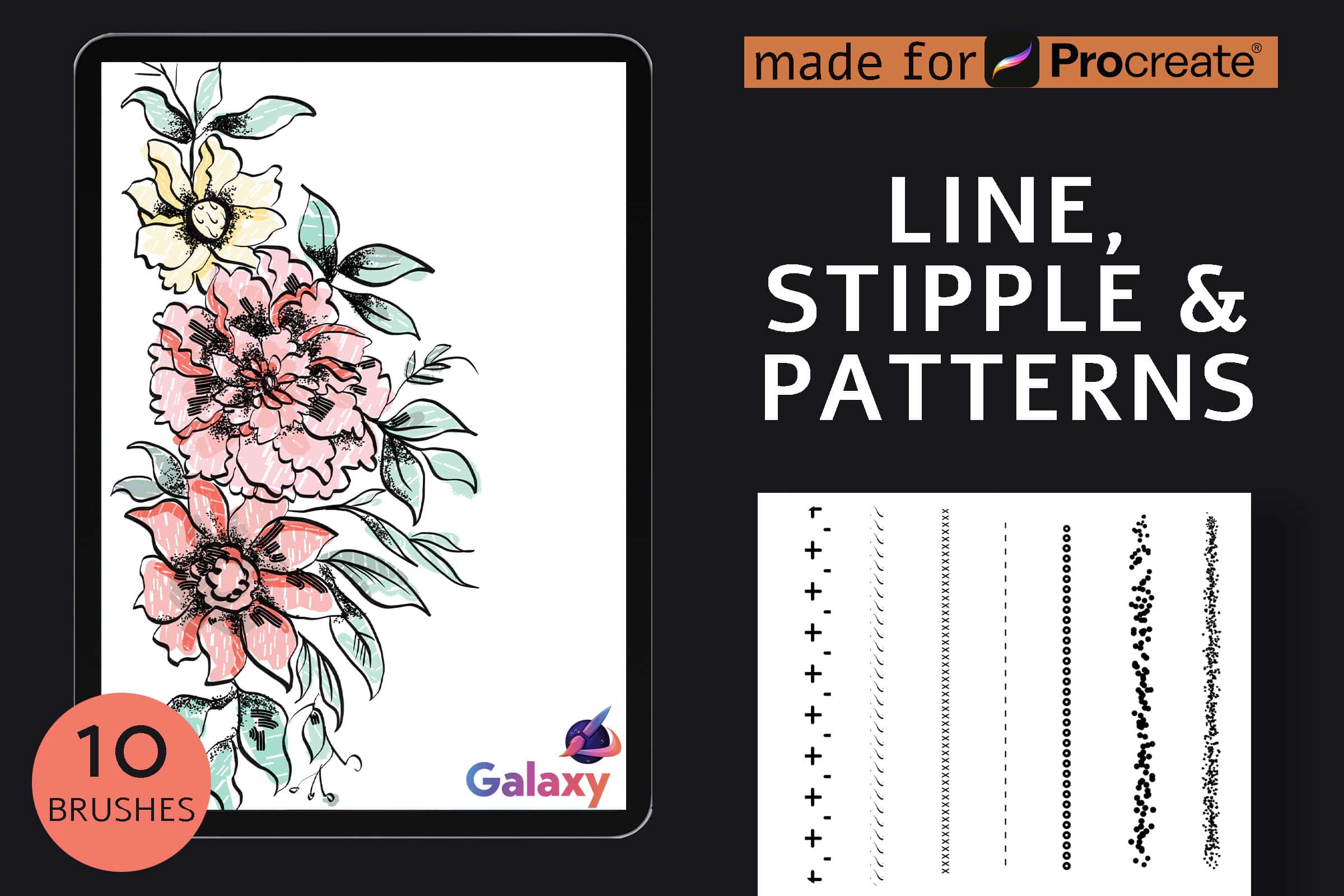Line, Stipple & Patterns Brush Set