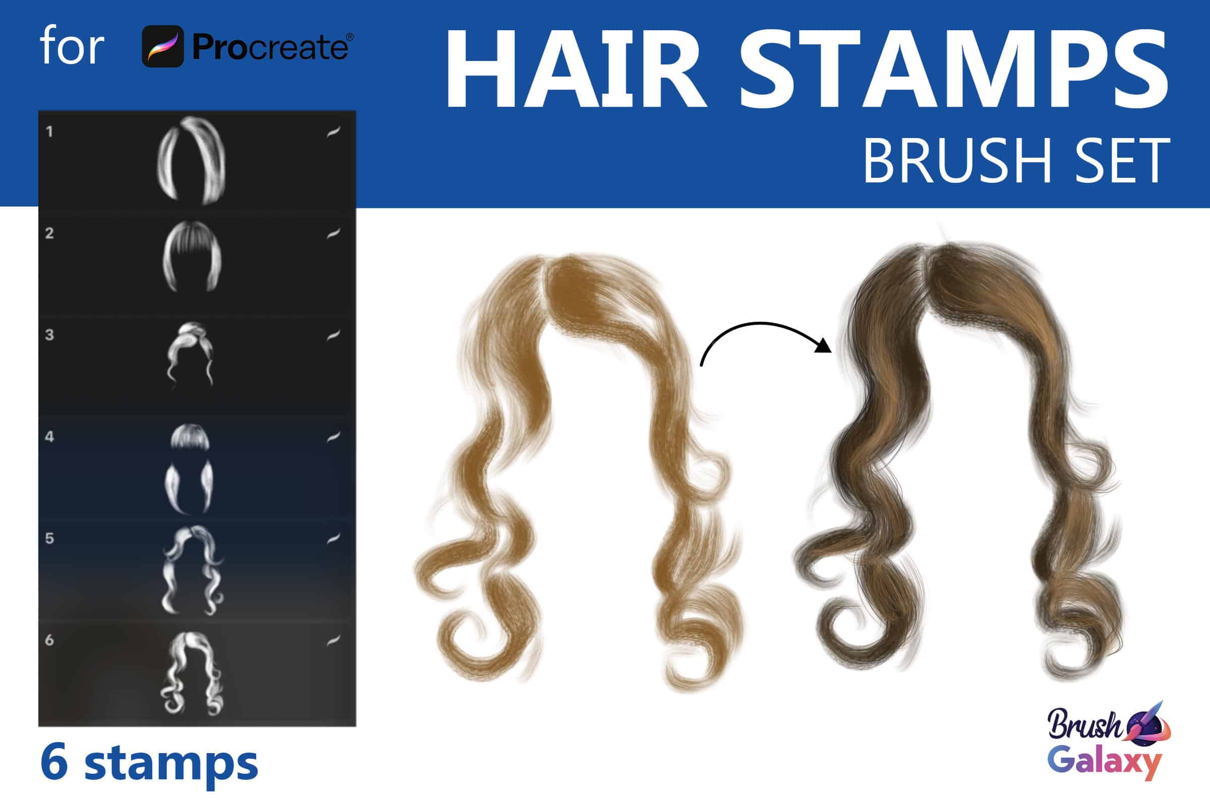 Hair Stamps Brush Set